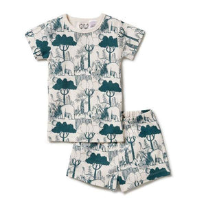 WILSON & FRENCHY Organic Short Sleeve Pyjamas - Wild Wilderness Kids Pyjamas - Zabecca Living