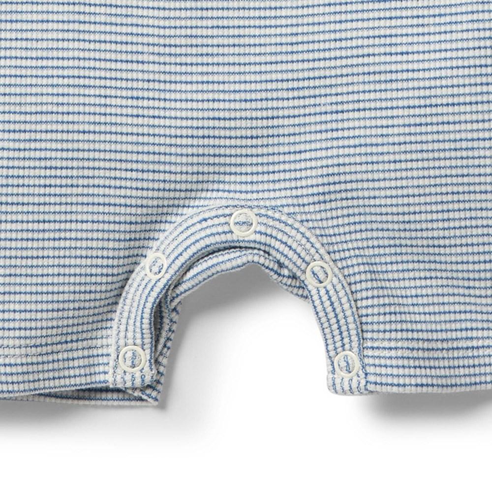 WILSON & FRENCHY Organic Stripe Boyleg Growsuit - Sapphire Ecru BABY CLOTHING - Zabecca Living