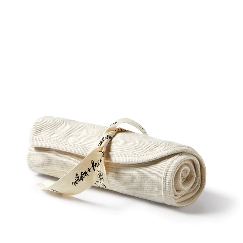 WILSON & FRENCHY Organic Stripe Rib Bunny Rug - Oatmeal BABY BLANKET - Zabecca Living