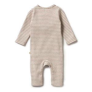 WILSON & FRENCHY Organic Stripe Rib Ruffle Growsuit - Wild Ginger BABY CLOTHING - Zabecca Living