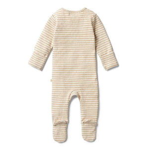 WILSON & FRENCHY Organic Stripe Rib Zipsuit - Antelope BABY CLOTHING - Zabecca Living