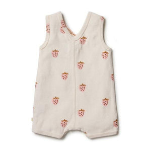 WILSON & FRENCHY Organic Terry Playsuit - Sweet Strawberry BABY CLOTHING - Zabecca Living
