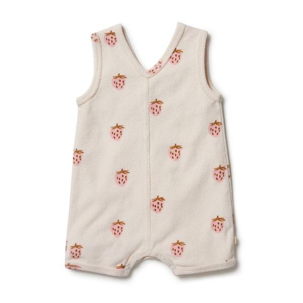 WILSON & FRENCHY Organic Terry Playsuit - Sweet Strawberry BABY CLOTHING - Zabecca Living