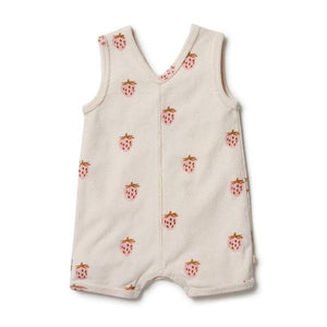 WILSON & FRENCHY Organic Terry Playsuit - Sweet Strawberry BABY CLOTHING - Zabecca Living