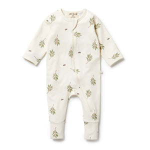 WILSON & FRENCHY Organic Zipsuit with Feet - Busy Bee BABY CLOTHING - Zabecca Living