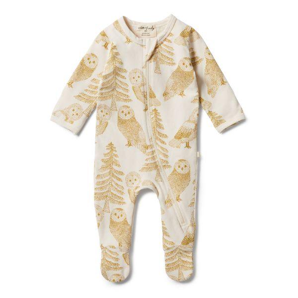 WILSON & FRENCHY Organic Zipsuit With Feet - Owlly BABY CLOTHING - Zabecca Living