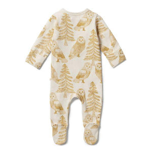 WILSON & FRENCHY Organic Zipsuit With Feet - Owlly BABY CLOTHING - Zabecca Living