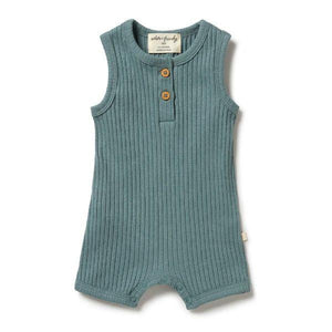 WILSON & FRENCHY Rib Boyleg Growsuit - Pine Green BABY CLOTHING - Zabecca Living