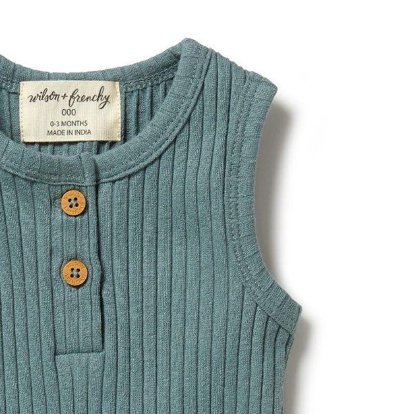WILSON & FRENCHY Rib Boyleg Growsuit - Pine Green BABY CLOTHING - Zabecca Living