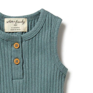 WILSON & FRENCHY Rib Boyleg Growsuit - Pine Green BABY CLOTHING - Zabecca Living