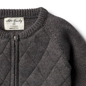 WILSON & FRENCHY Storm Grey Knitted Zip Thru Cardigan BABY CLOTHING - Zabecca Living
