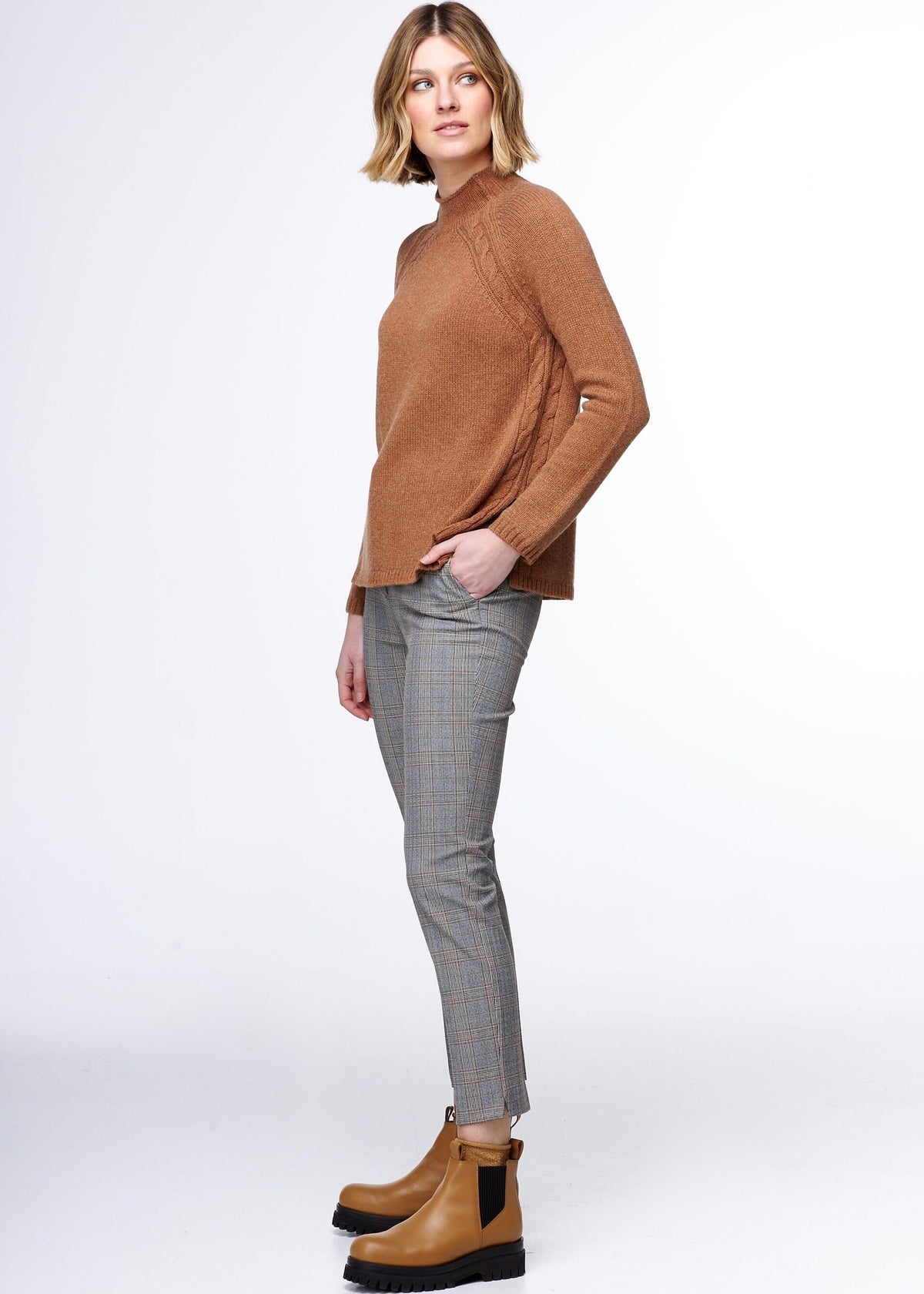ZAKET & PLOVER Cabletrim Funnel - Coffee Jumpers + Knitwear - Zabecca Living