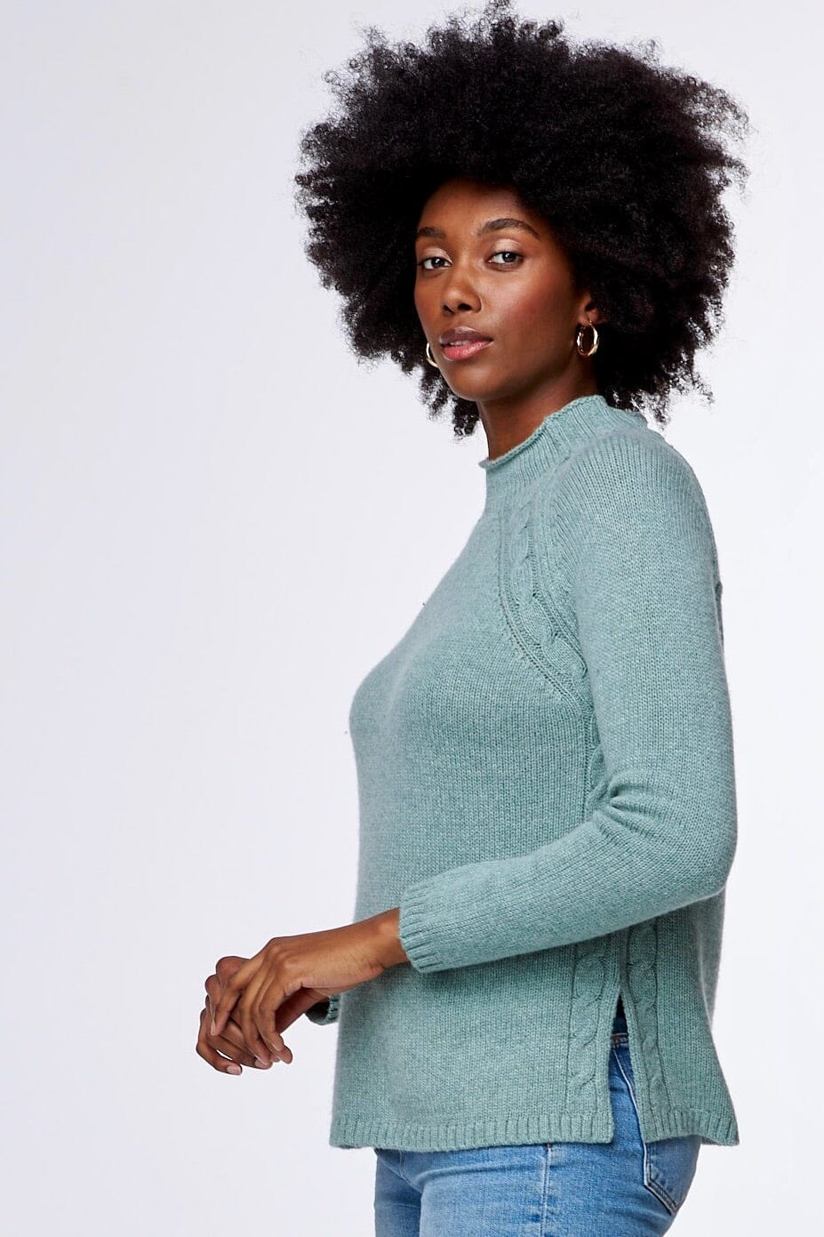 ZAKET & PLOVER Cabletrim Funnel - Mint Jumpers + Knitwear - Zabecca Living