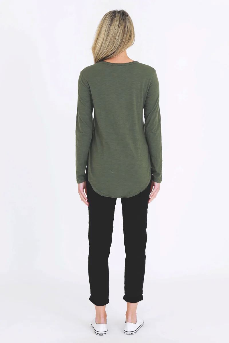 3RD STORY Portsea Tee - Khaki Long Sleeve Tee - Zabecca Living