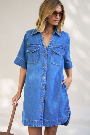 CERES LIFE Bonnie Relaxed Shirt Dress - Fresh Indigo
