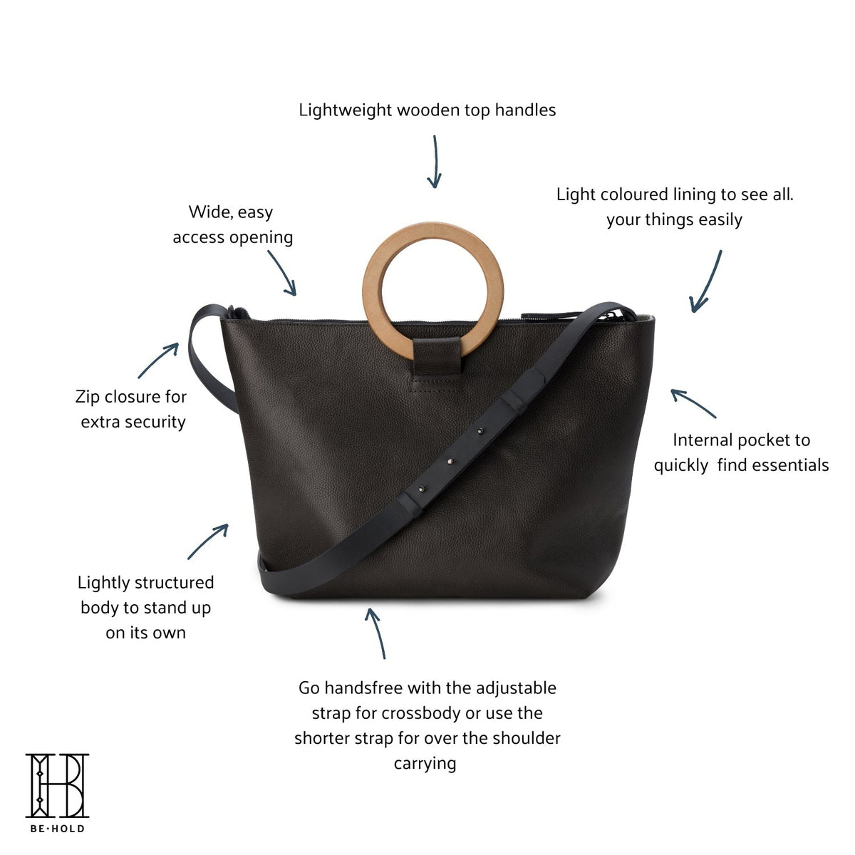 BE HOLD East West Tote - Gunmetal Grey