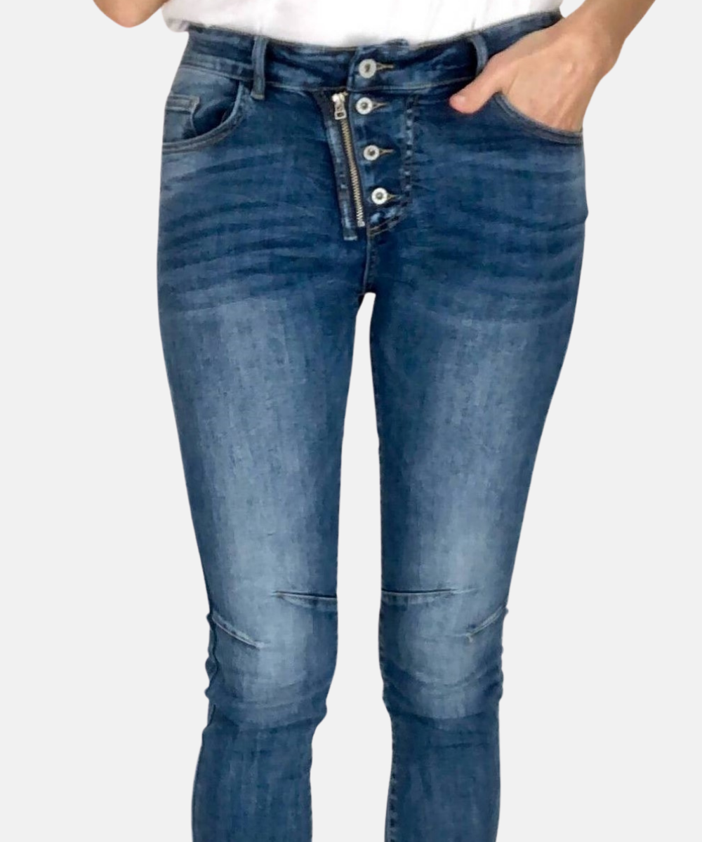 Italian Star Wash Denim Button Jeans
