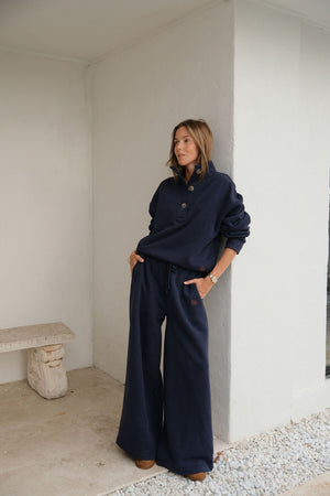 CERES LIFE Ivy Wide Leg Trackpant - Heritage Navy