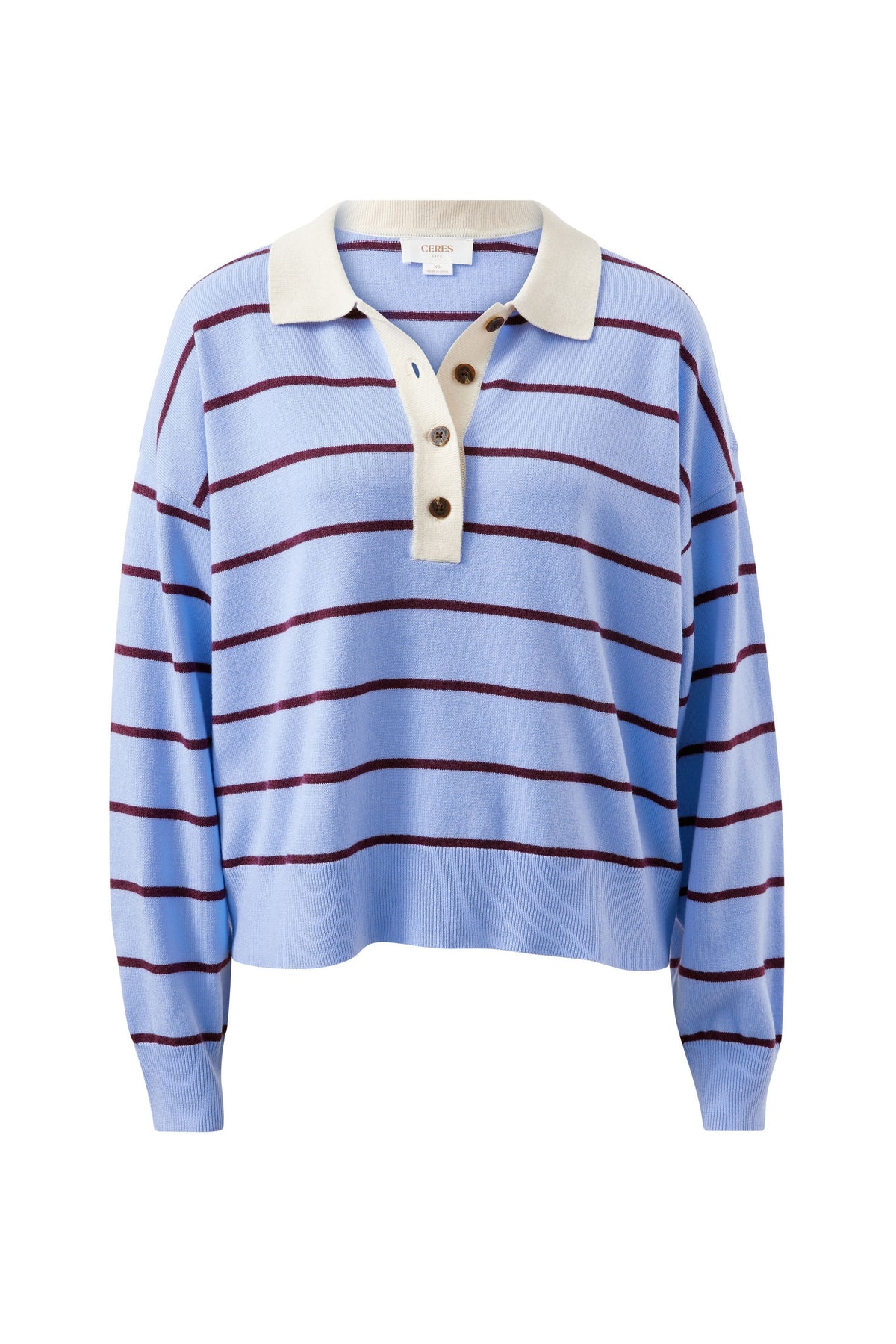 CERES LIFE Jessa Rugby Knit - Sky Blue Stripe