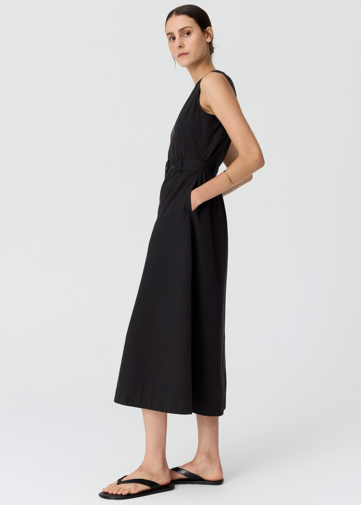 POL Lira Belt Dress - Off Black