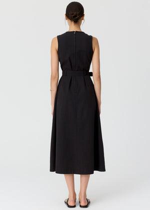 POL Lira Belt Dress - Off Black