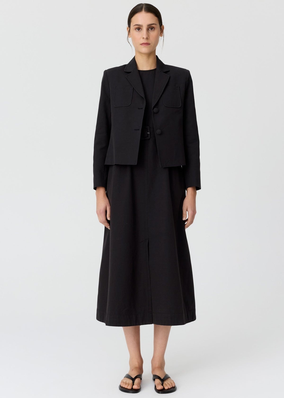 POL Lira Belt Dress - Off Black