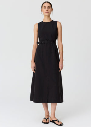 POL Lira Belt Dress - Off Black