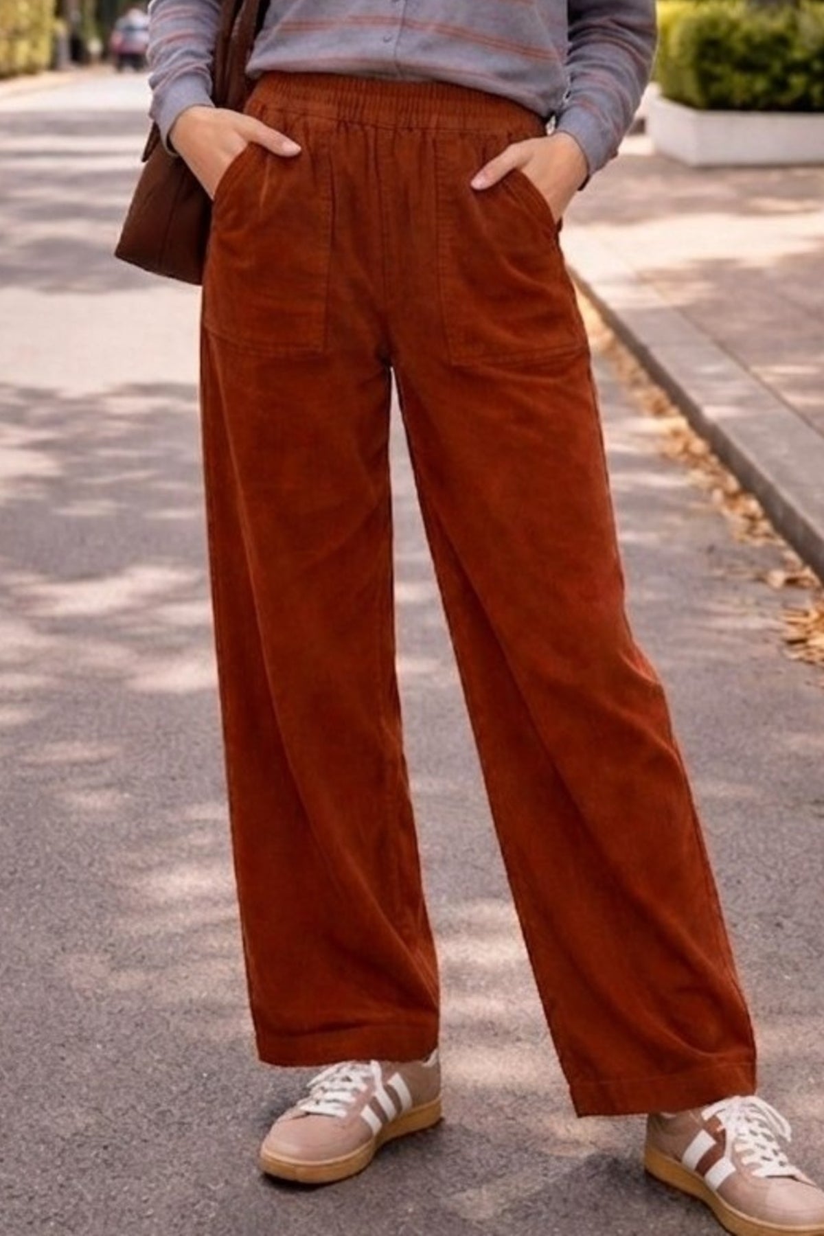 LITTLE LIES Cord Barrel Leg Pant - Camel