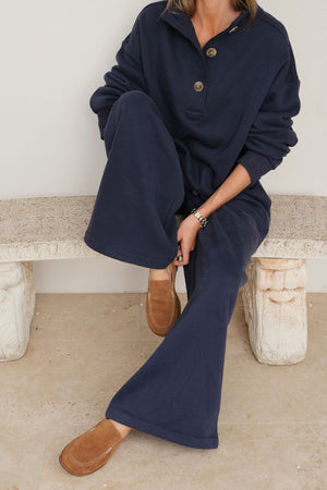CERES LIFE Marli Button Sweat - Heritage Navy