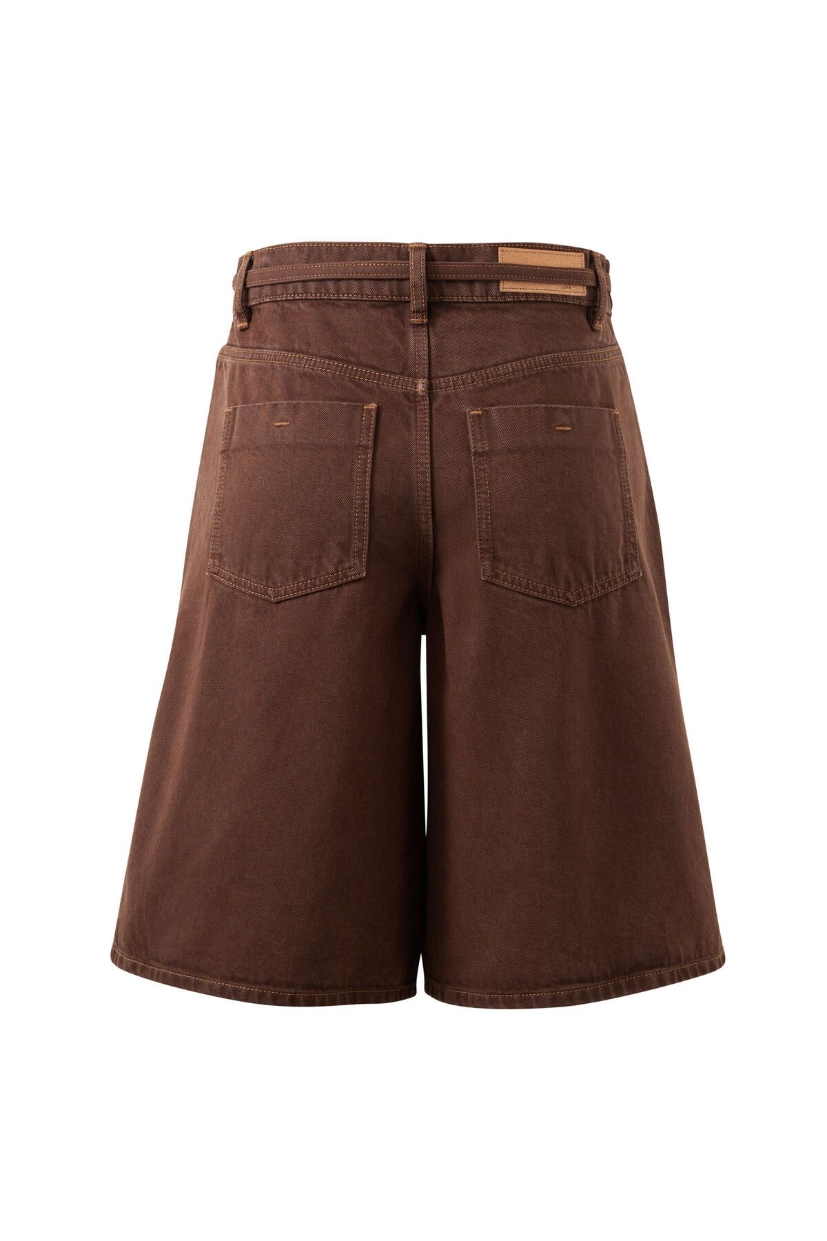 CERES LIFE Olive Belted Denim Short - Chocolate