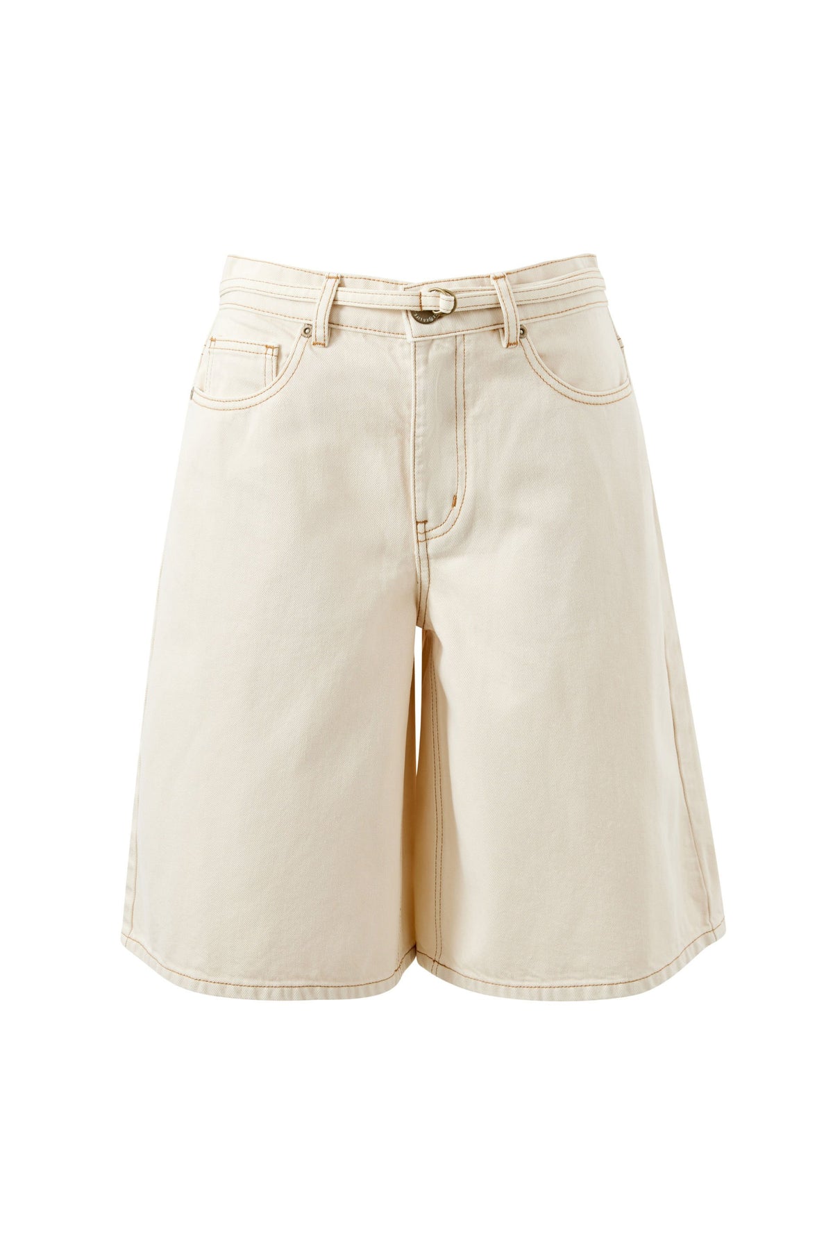 CERES LIFE Olive Belted Denim Short - Fresh Sand