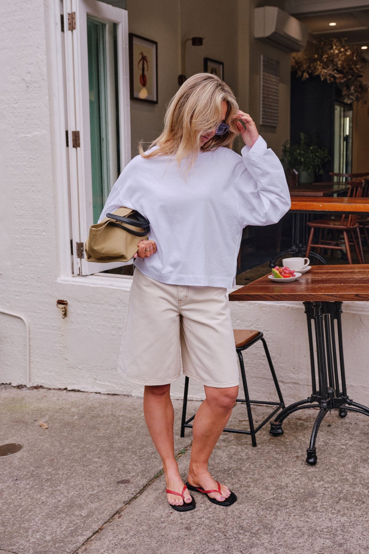 CERES LIFE Olive Belted Denim Short - Fresh Sand