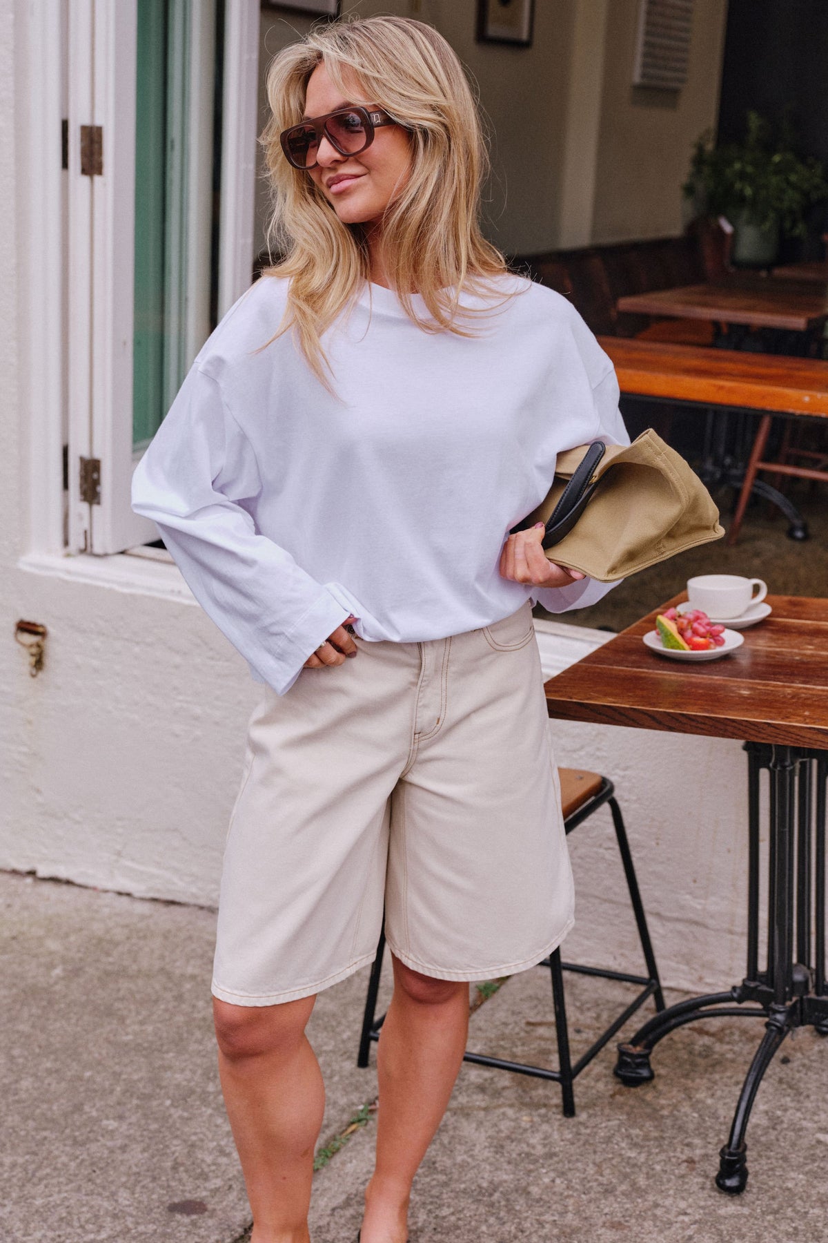 CERES LIFE Olive Belted Denim Short - Fresh Sand