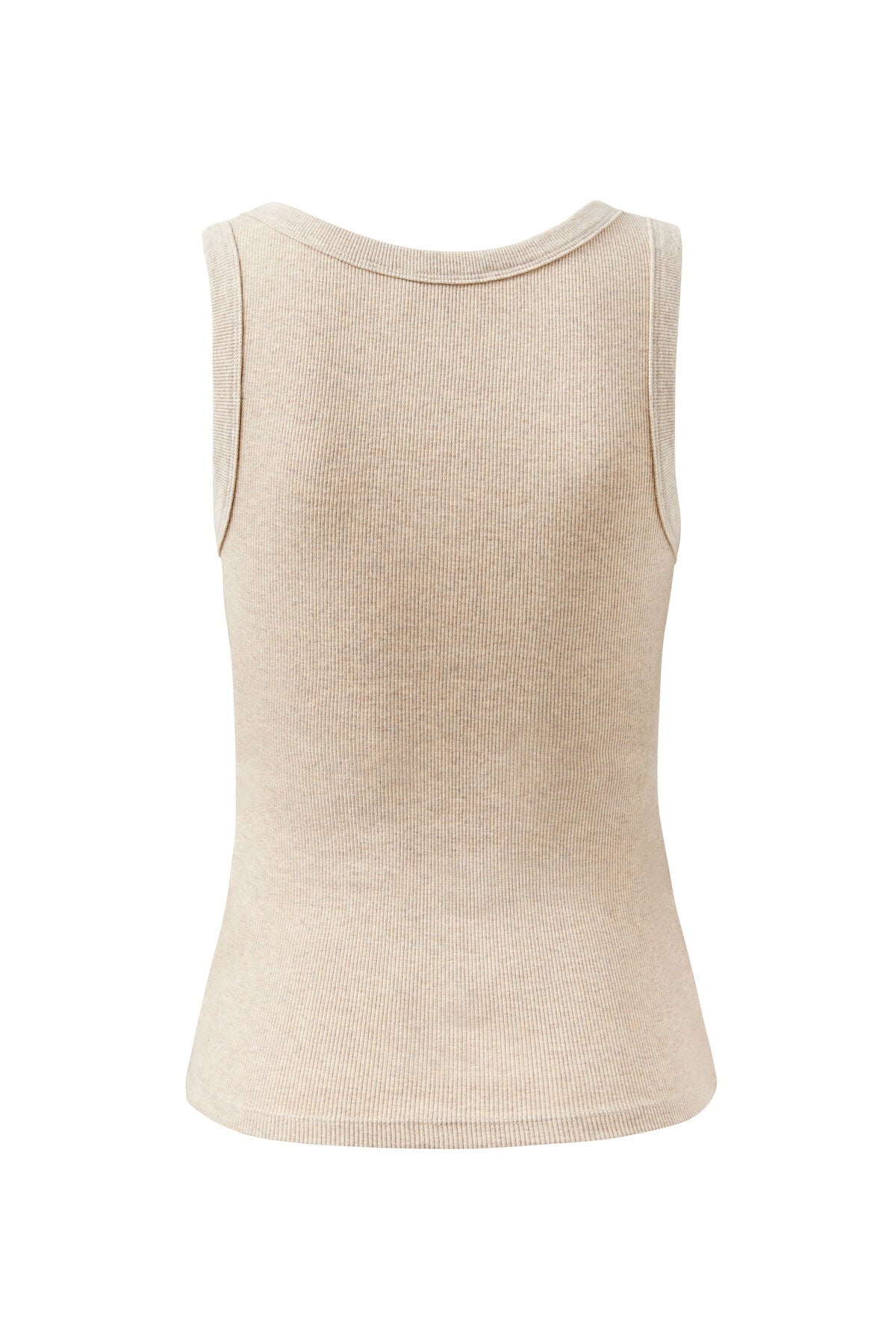 CERES LIFE Zoe Contour Rib Scoop Tank - Beige / Black Monogram