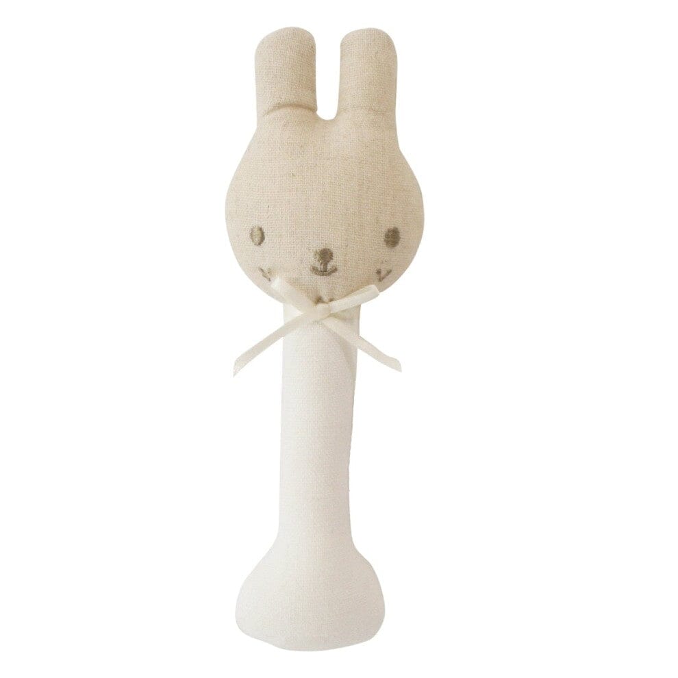 ALIMROSE Linen Bunny Stick Rattle - Ivory BABY (0-12 Mths) - Zabecca Living