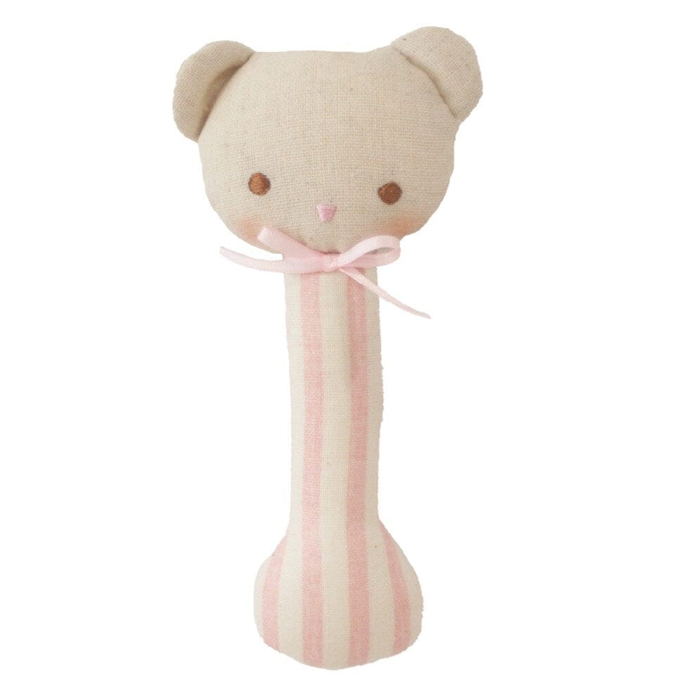 ALIMROSE Ted Stick Rattle - Pink stripe BABY (0-12 Mths) - Zabecca Living