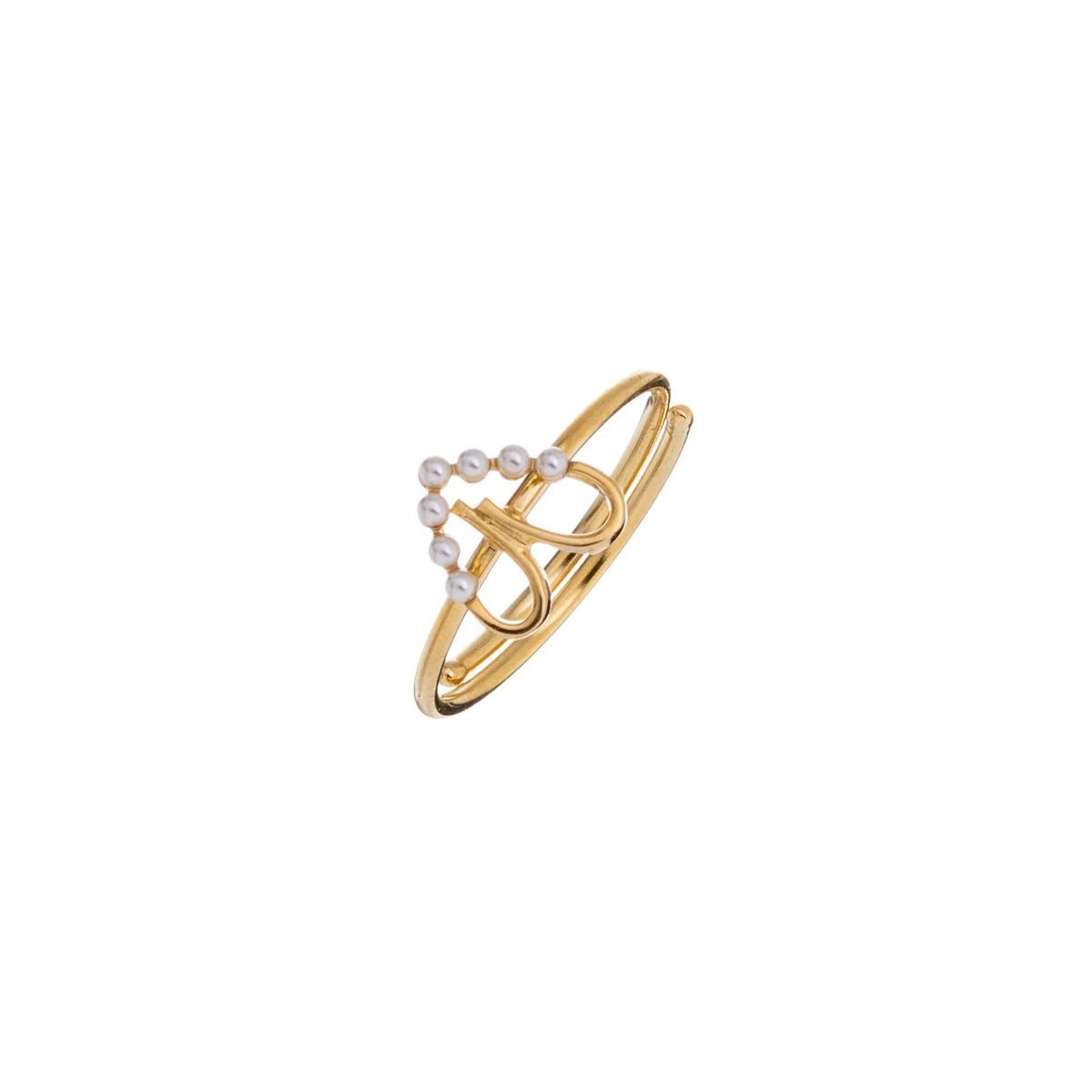 ALISIA Gold Adjustable Ring - Pearly Heart Ring - Zabecca Living