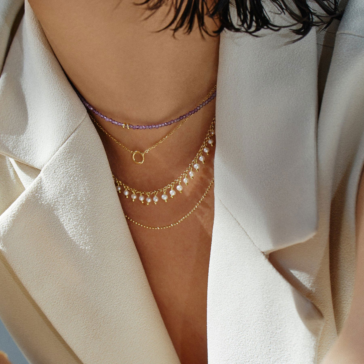 ALISIA Gold Necklace - Basic Circle Necklace - Zabecca Living