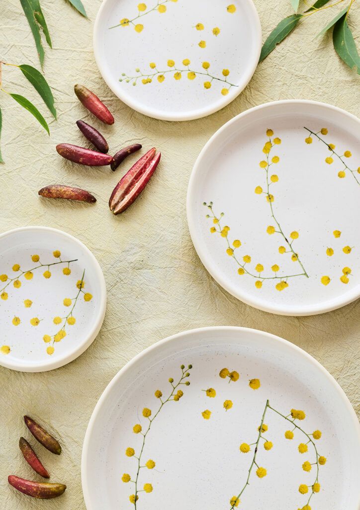ANGUS &amp; CELESTE Australian Botanicals Side Plate - Wattle Sprigs Plate - Zabecca Living