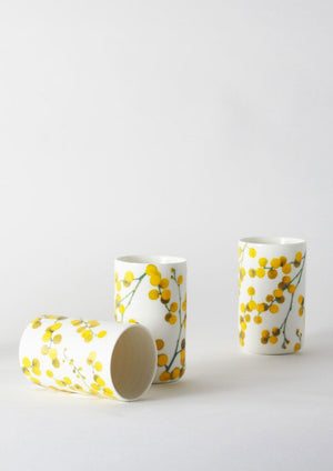 ANGUS & CELESTE Ceramic Tumblers - Wattle Blossom COFFEE, TEA & DRINKS - Zabecca Living