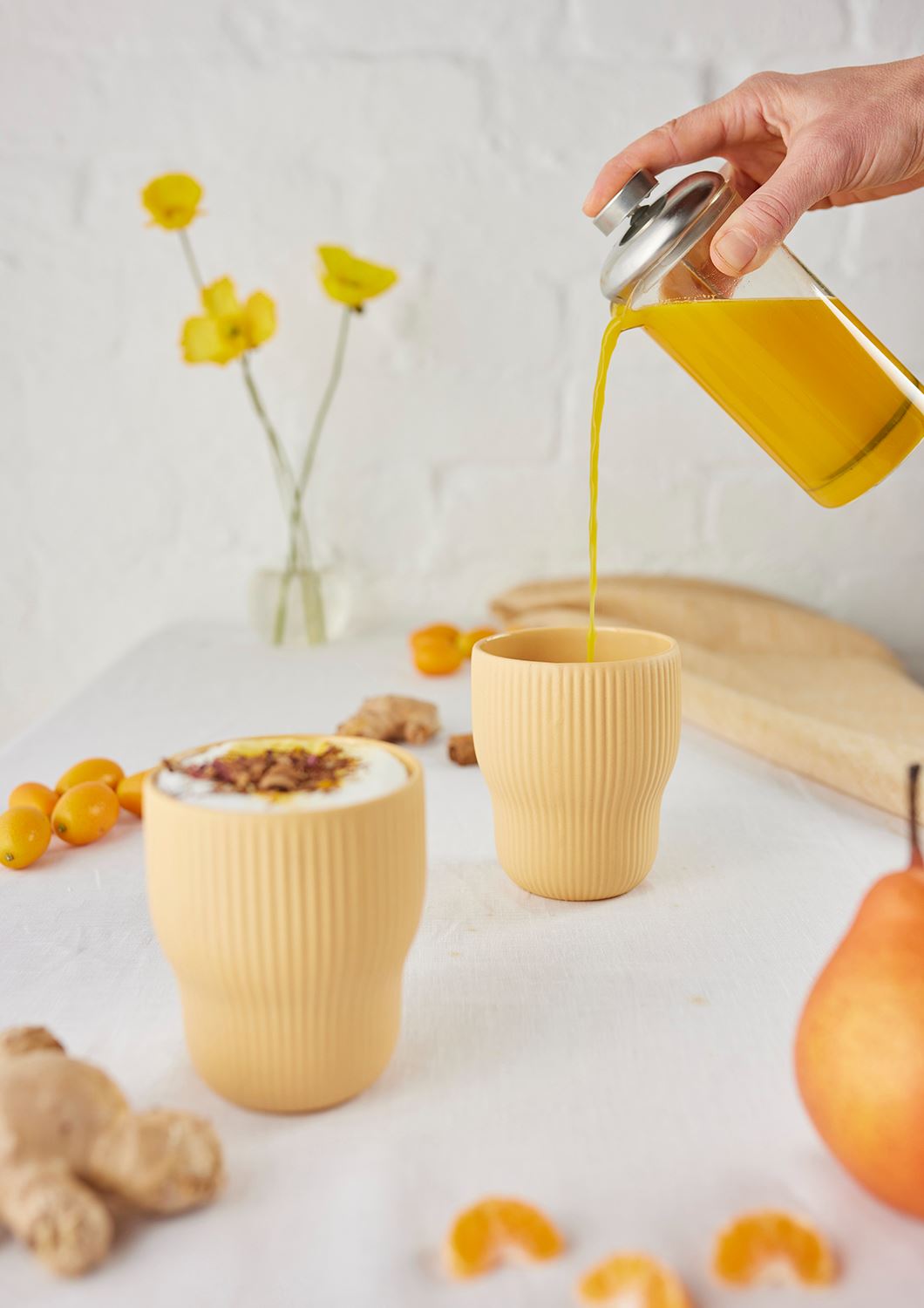 ANGUS & CELESTE Pigment Latte Cups Two Set - Tumeric COFFEE, TEA & DRINKS - Zabecca Living