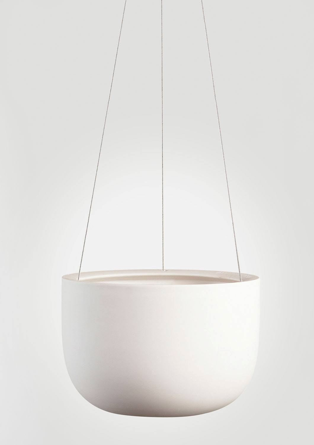 ANGUS & CELESTE Raw Earth Hanging Planter Mid - Chalk White POT - Zabecca Living