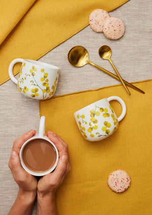 ANGUS & CELESTE Sunny Day Mugs Two Set - Wattle Blossom COFFEE, TEA & DRINKS - Zabecca Living
