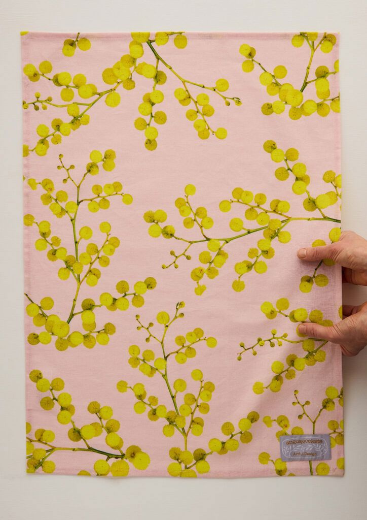 ANGUS & CELESTE Tea Towel - Pink Wattle TEA TOWEL - Zabecca Living