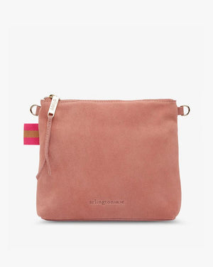 ARLINGTON MILNE Alexis Crossbody - Dusty Pink Suede HANDBAG - Zabecca Living