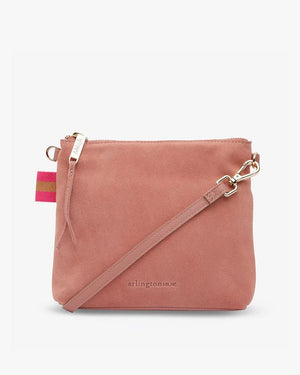 ARLINGTON MILNE Alexis Crossbody - Dusty Pink Suede HANDBAG - Zabecca Living
