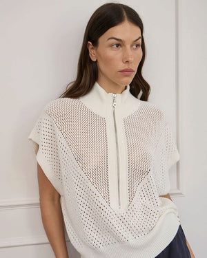 ARLINGTON MILNE Carrie Zip Top - Cream Shirt - Zabecca Living