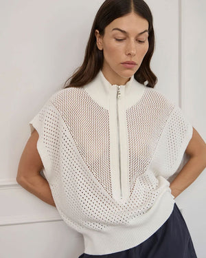 ARLINGTON MILNE Carrie Zip Top - Cream Shirt - Zabecca Living