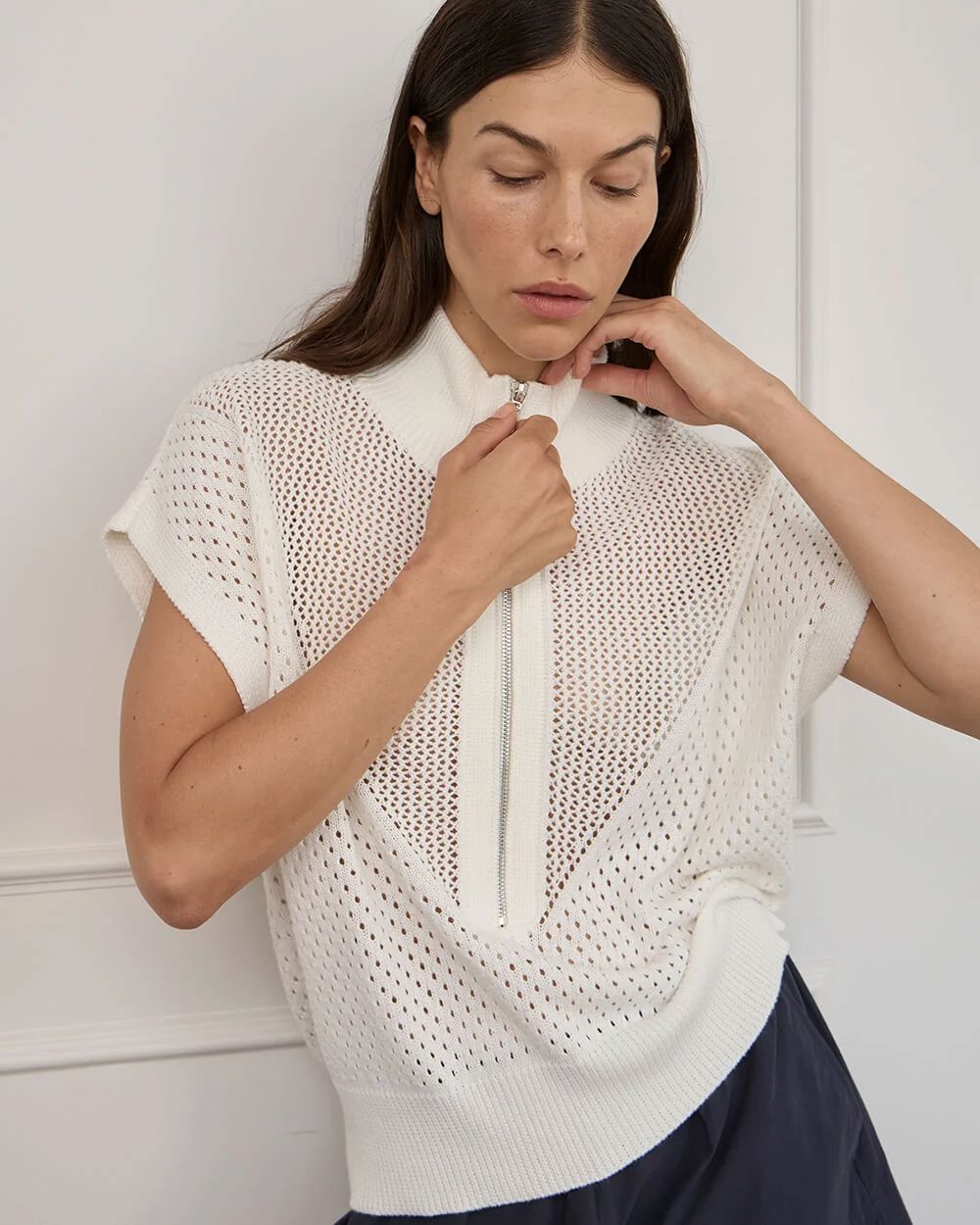 ARLINGTON MILNE Carrie Zip Top - Cream Shirt - Zabecca Living