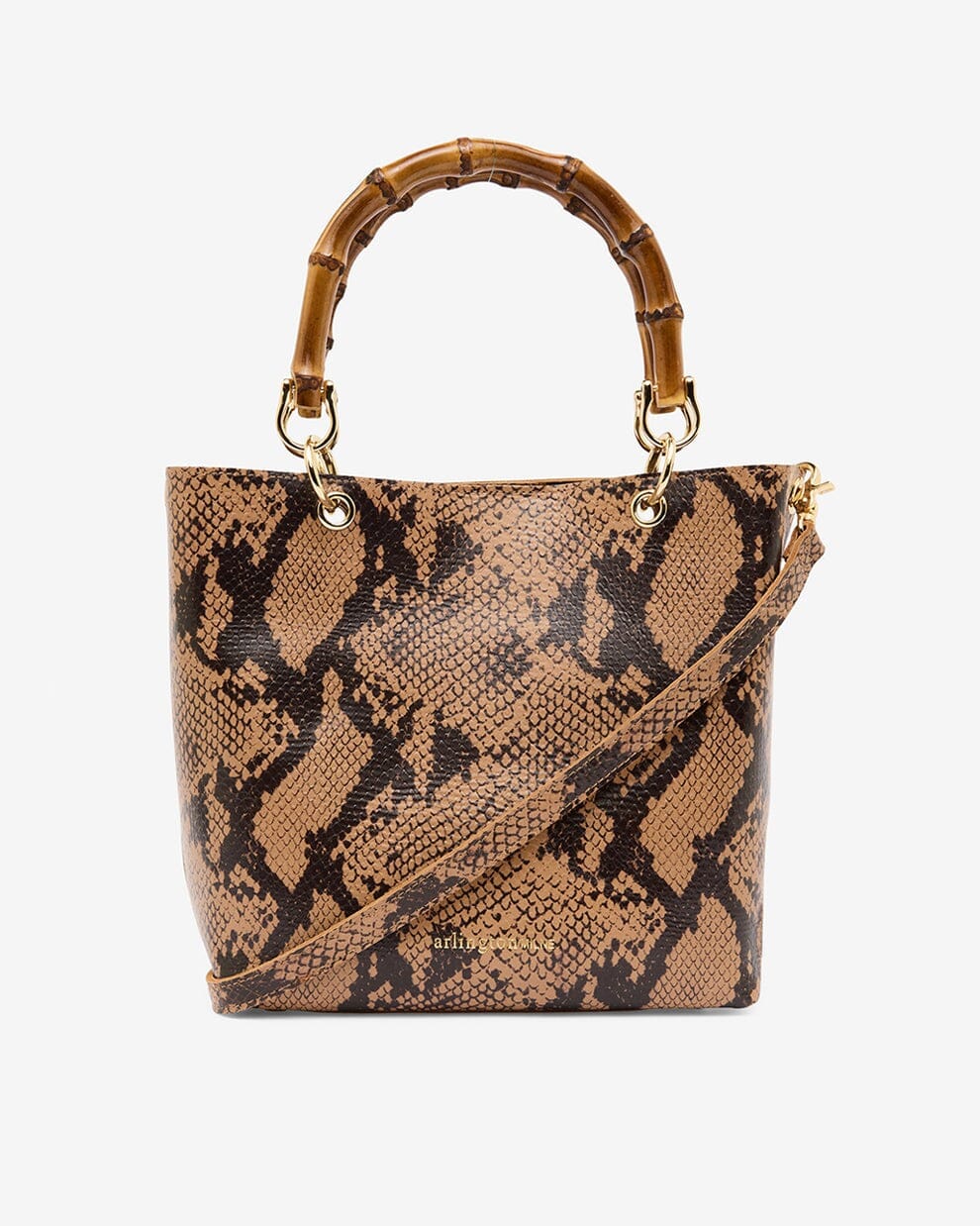 ARLINGTON MILNE Maya Tote - Caramel Python HANDBAG - Zabecca Living
